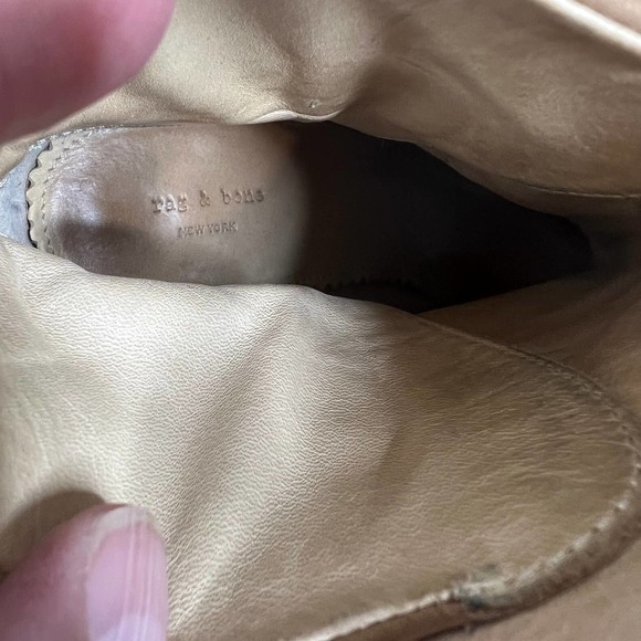 Rag & Bone Kinsey Tan Heeled Nubuck Booties SZ 7.5 - Picture 11 of 11